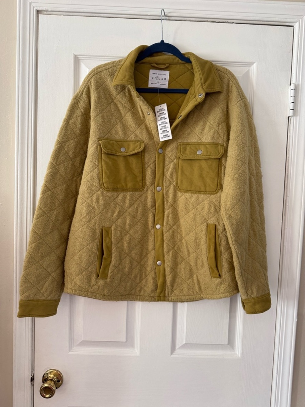 Urban Outfitters Quilted Mustard Yellow Shirt Jacket